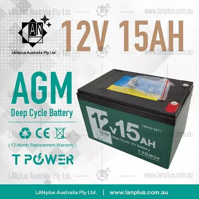 12V 15AH AGM Deep Cycle Battery 4 Electric Scooter EBike > 12Ah 6FM15 6DZM15 AU • $50.99